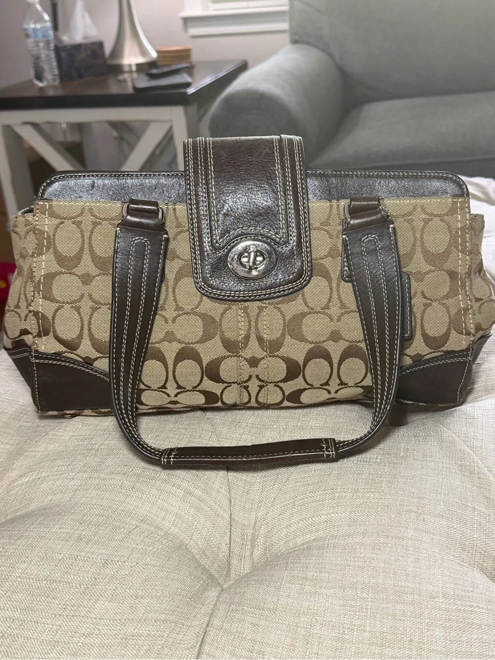 VINTAGE Coach Bag Hamptons Signature Brown Tote (F13975)